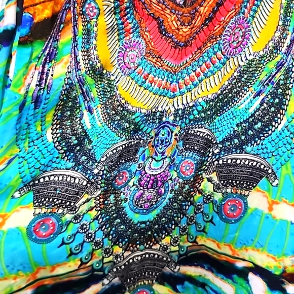 Shahida Parides 100% viscose crepe silk boho colorful dress size S/M - Picture 10 of 12